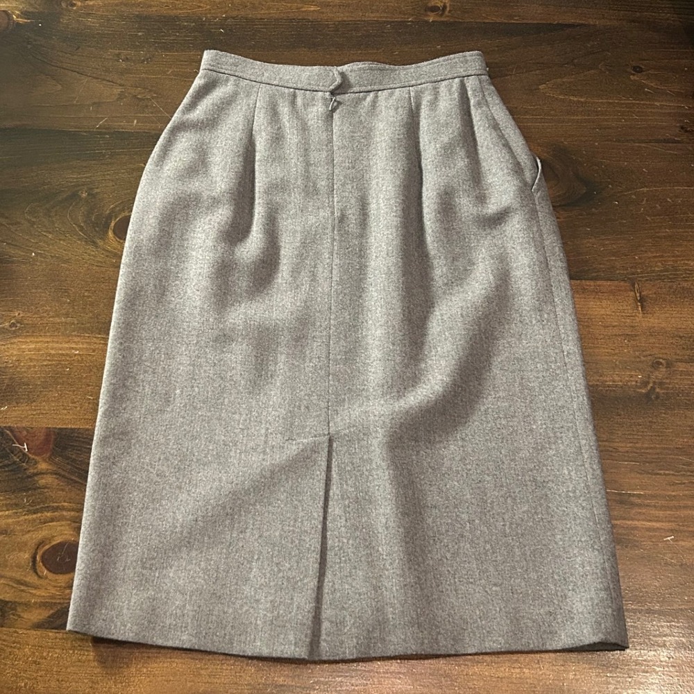 Vintage Women Wool Evan Picone Gray Knee Length Skirt Pockets Size 6 Made in USA - Picture 3 of 10